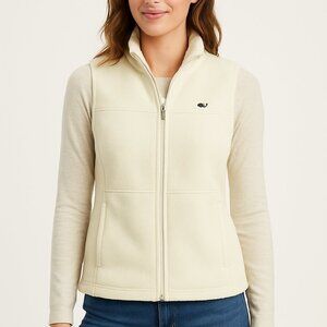 Vineyard Vines Women's Fleece Vest in Cream/Off White Size Medium